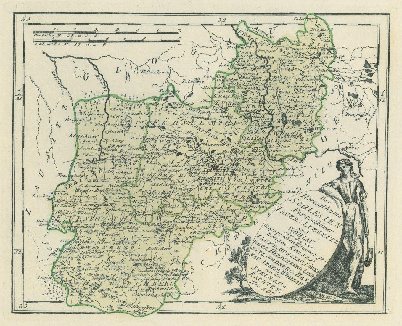 SCHLESIEN. - Karte. "Des Herzogthums Fürstenthümer Jauer, Liegnitz und