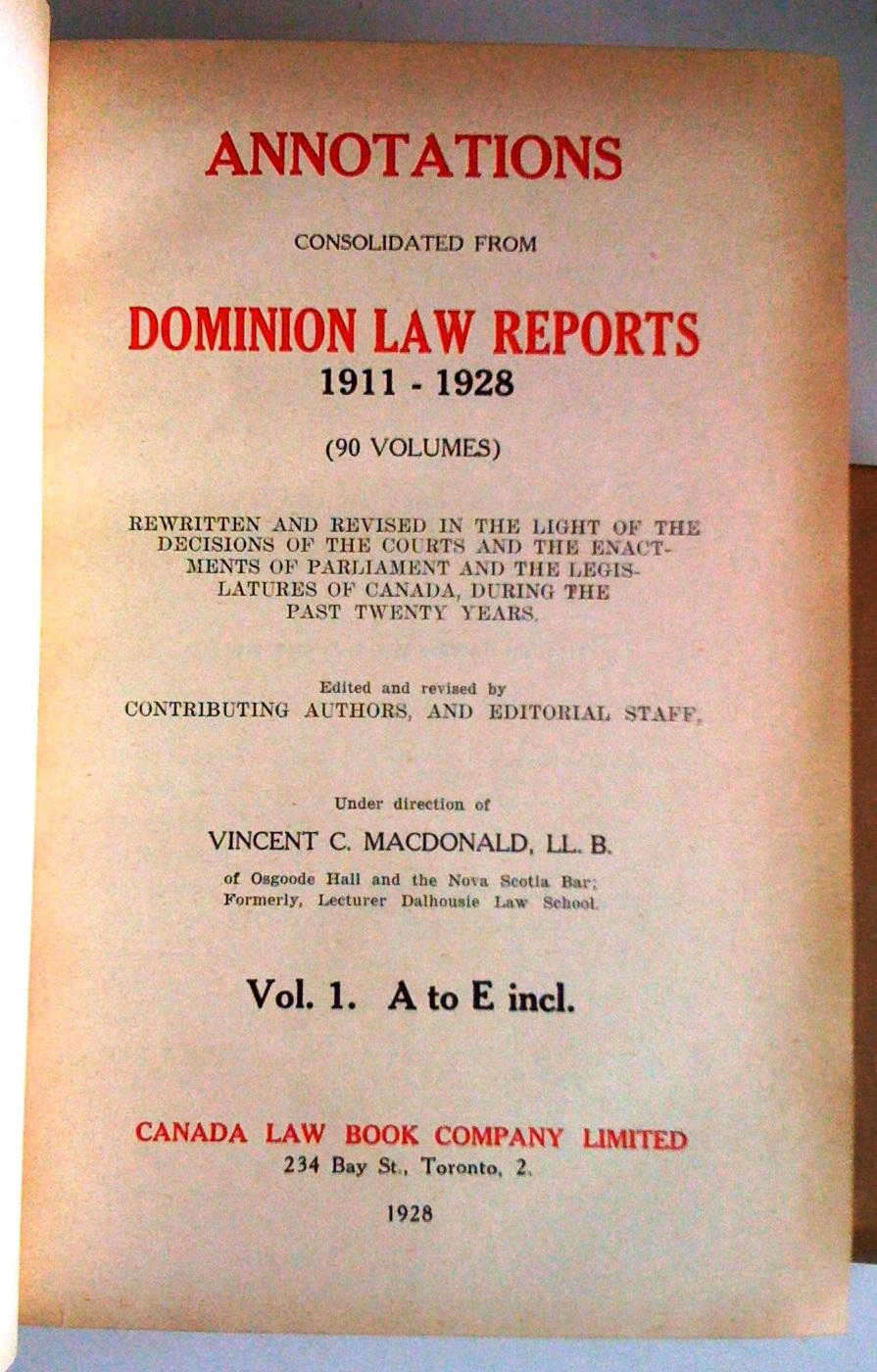 Annotations consolidated from Dominion Law Reports 19111928 (90