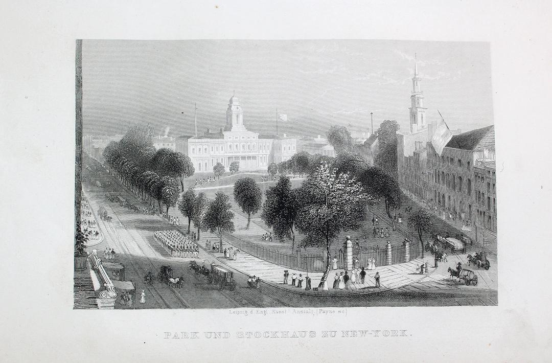 &amp;quot;Park und Stockhaus zu New York&amp;quot; originaler Stahlstich/steel engraving ...