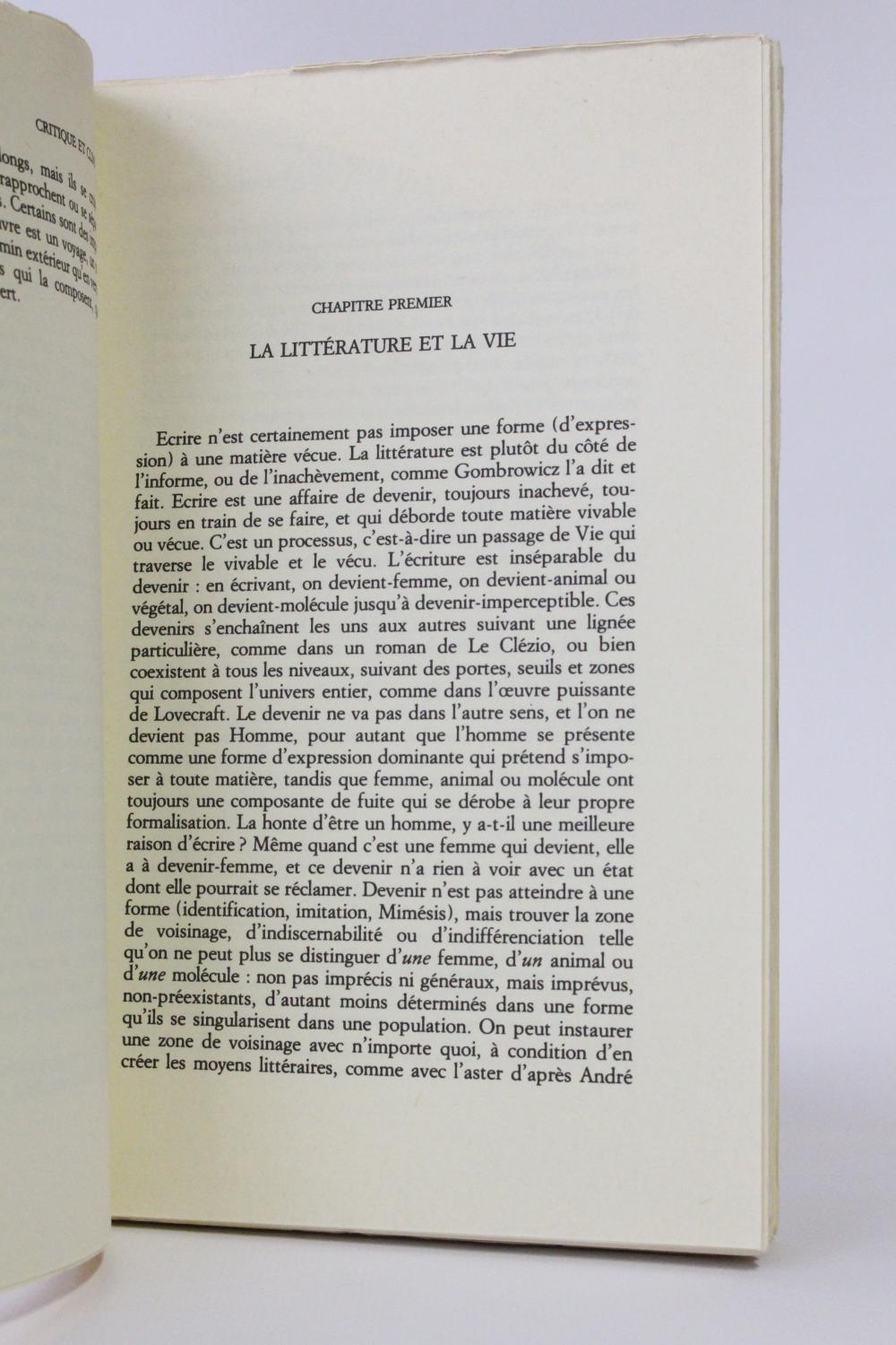 Critique et clinique by DELEUZE Gilles: couverture souple (1993 ...