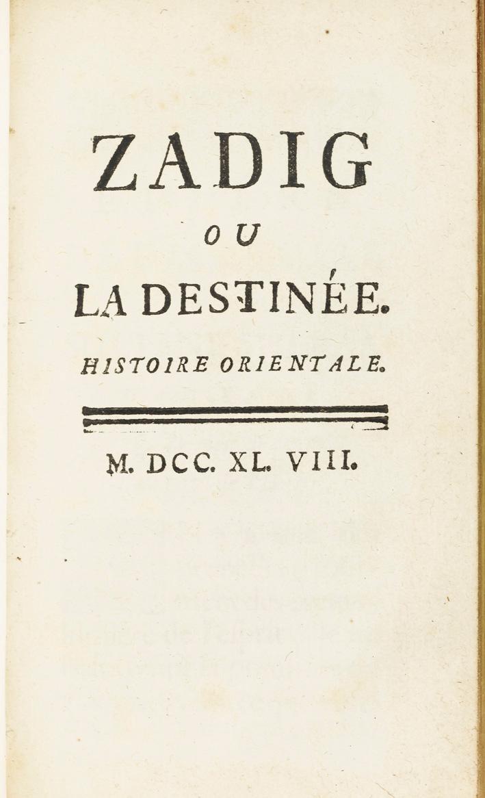 Zadig ou la destin e. Histoire orientale. by VOLTAIRE: Tr s bon ...