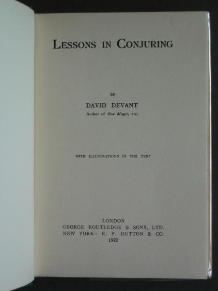 Lessons in Conjuring by Devant, David: Very Good Hard Cover Lessons in Conjuring by Devant, David: Very Good Hard Cover