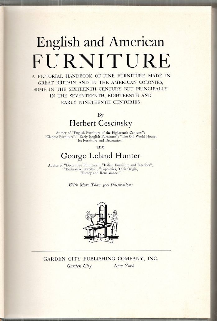 English and American Furniture; A Pictorial Handbook of Fine Furniture
