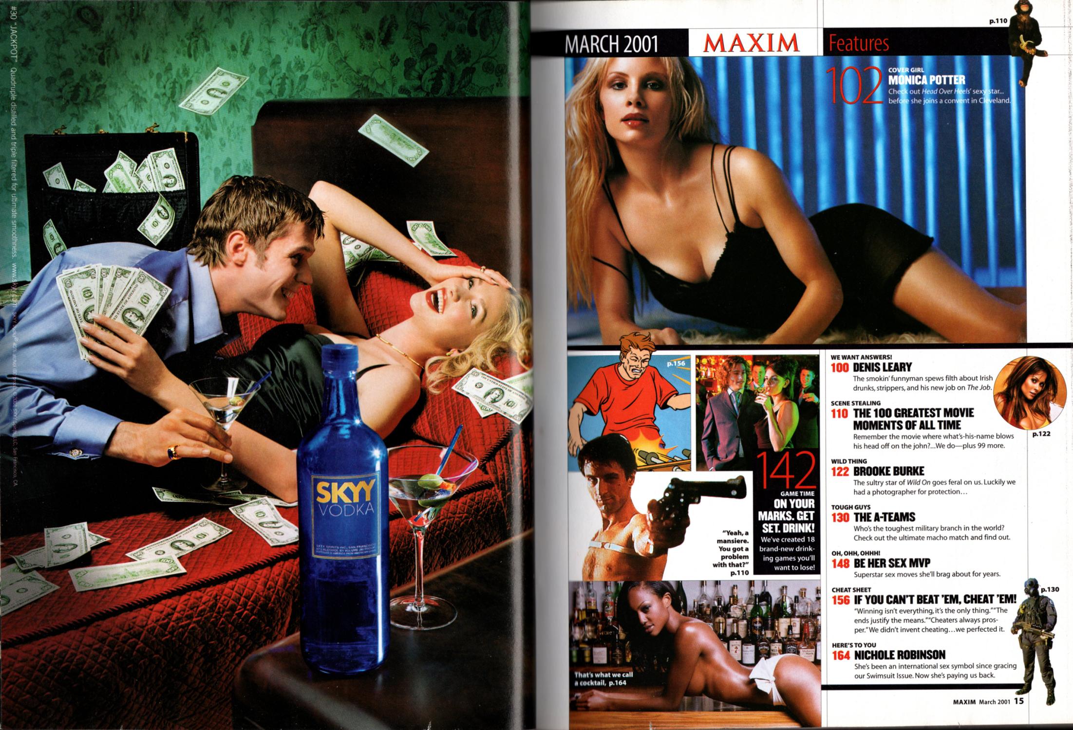 Maxim 2001 March - Monica Potter: Brooke Burke, lenis Leary