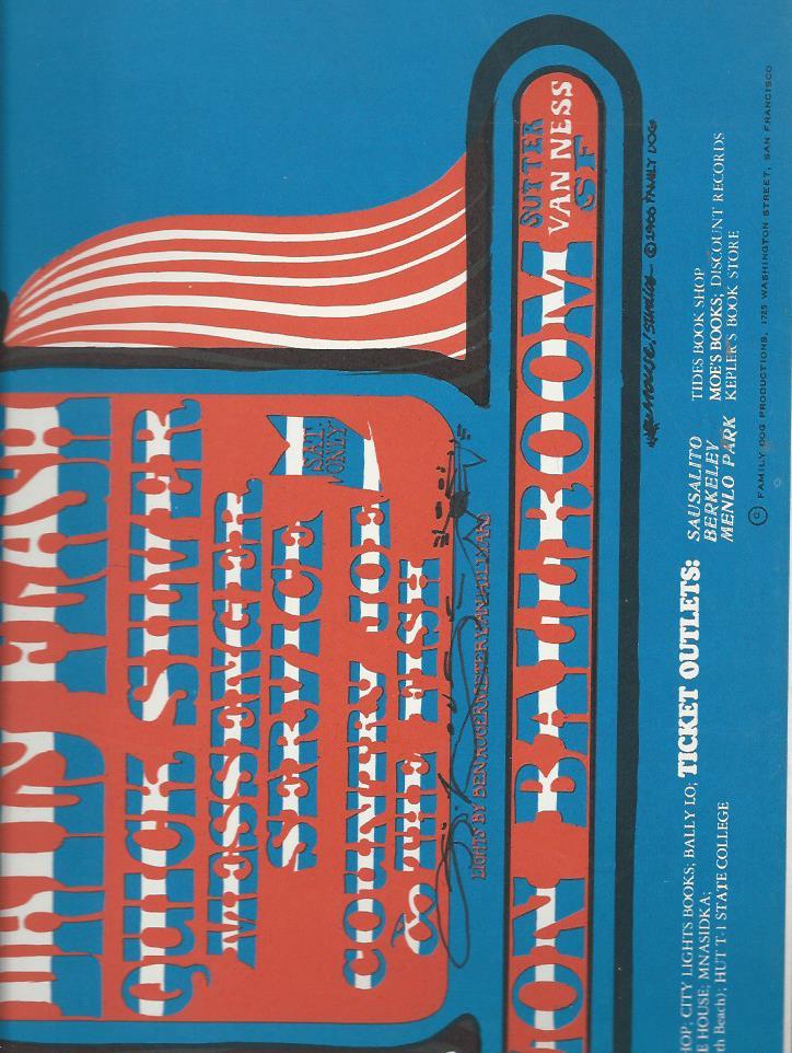 [Signé] Daily Flash, Quick Silver Messenger Service, Country Joe & the Fish - Avalon Ballroom, Sutter, Van Ness, SF (Signed) Mouse, Stanley (illustra