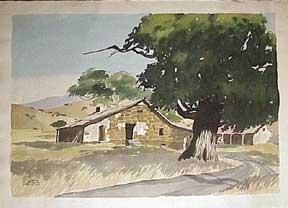 [Signé] Old Adobe Ranch House, San Jose. Phillips, James March. [Satisfaisant]