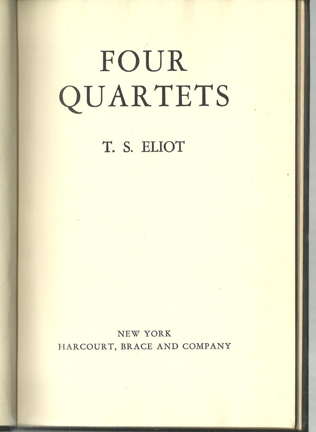 Four Quartets by T. S. Eliot: Good Hardcover (1945) | Sabra Books