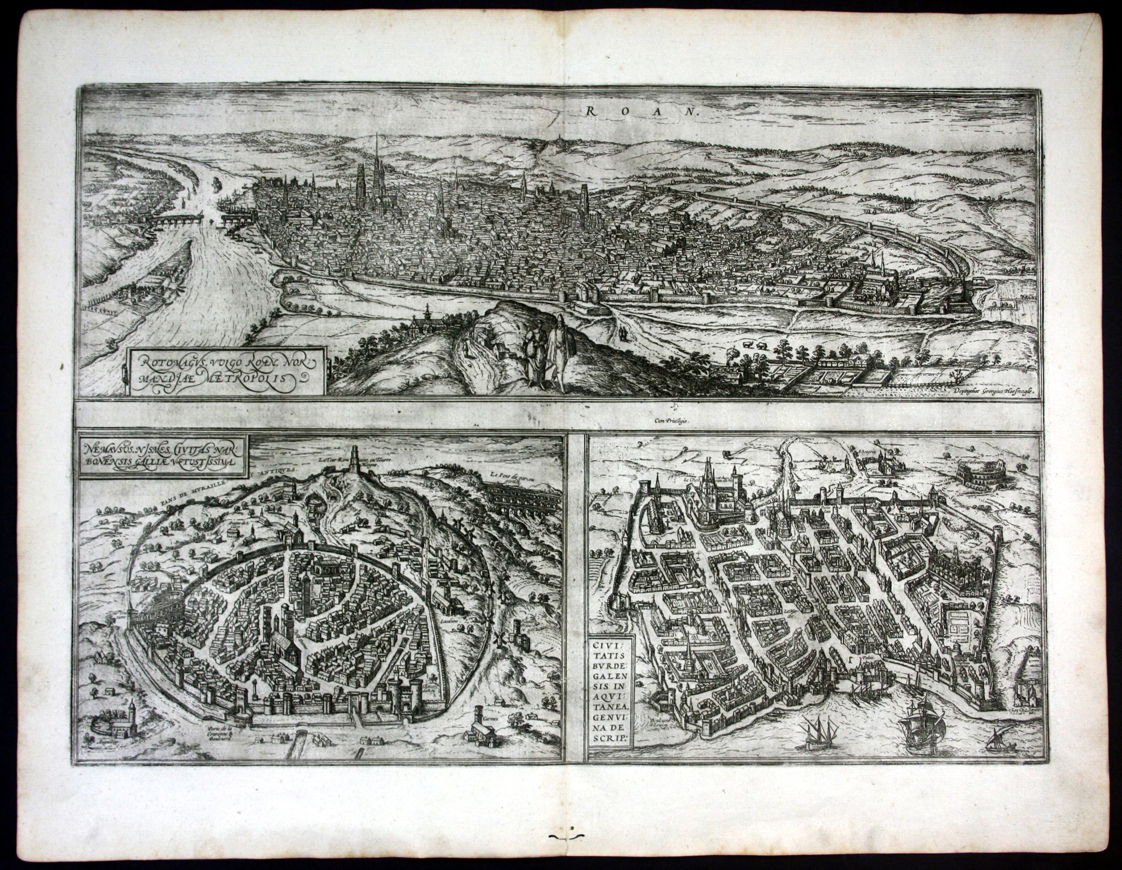 Gravure Ancienne Braun & Hogenberg - Dunkerque, Grevelingen, Bourbourg Vers 1575 - Original