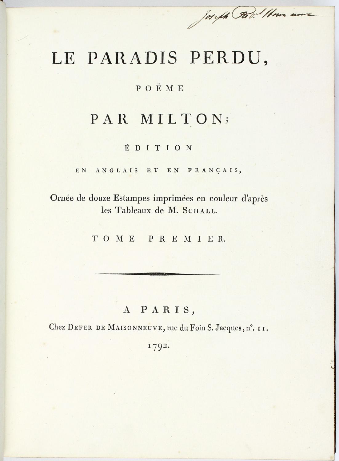 Le Paradis Perdu, poëme par Milton; Édition en Anglais et en Français ...
