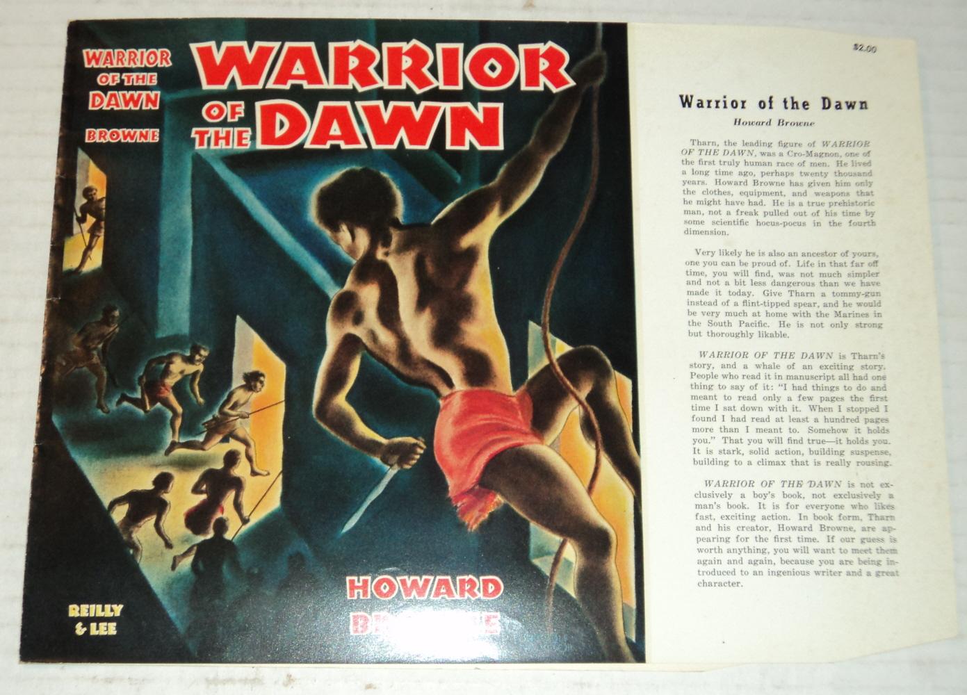 AN ORIGINAL UNUSED PROOF FOR THE COLOR ILLUSTRATED DUST JACKET FOR HOWARD BROWNE'S FIRST BOOK "WARRIOR OF THE DAWN". (Johnson, Fridolf; and Browne, H