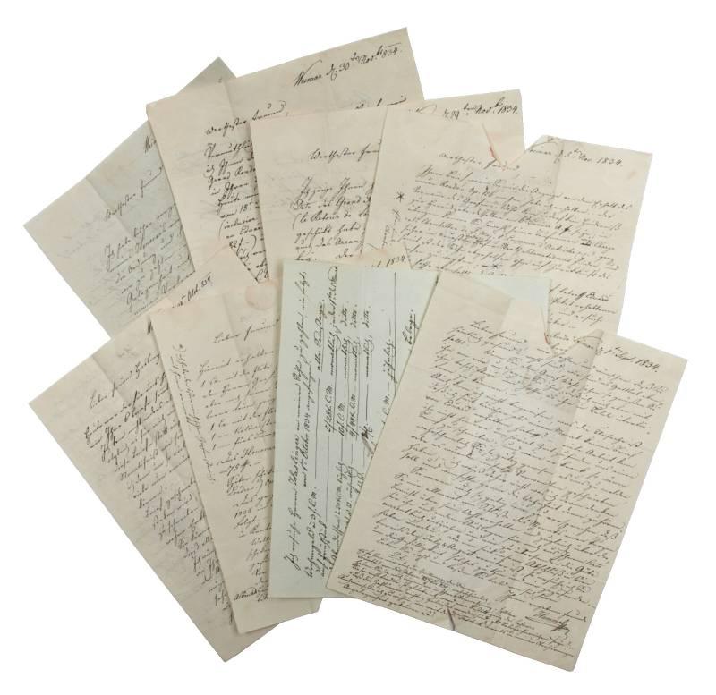 7 eigenh. Briefe mit U. de Hummel, Johann Nepomuk, Komponist (1778-1837).: (1835) Manuscrito | Antiquariat Gilhofer Nfg. GmbH
