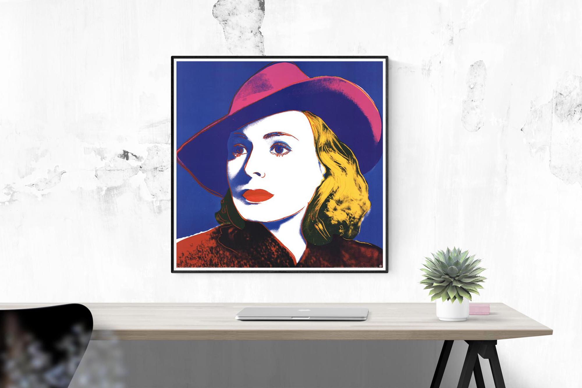 38/" x 38/" Poster 1990 Pop Art Multicolor Blue Lg ANDY WARHOL Ingrid with Hat
