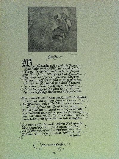 Hermann Hesse Portrat Und Gedicht Stufen Original Lichtdruck Nach Rechts Schauend Von Rieber Rudi Signed By Author S Antiquariat J J Heckenhauer E K Ilab