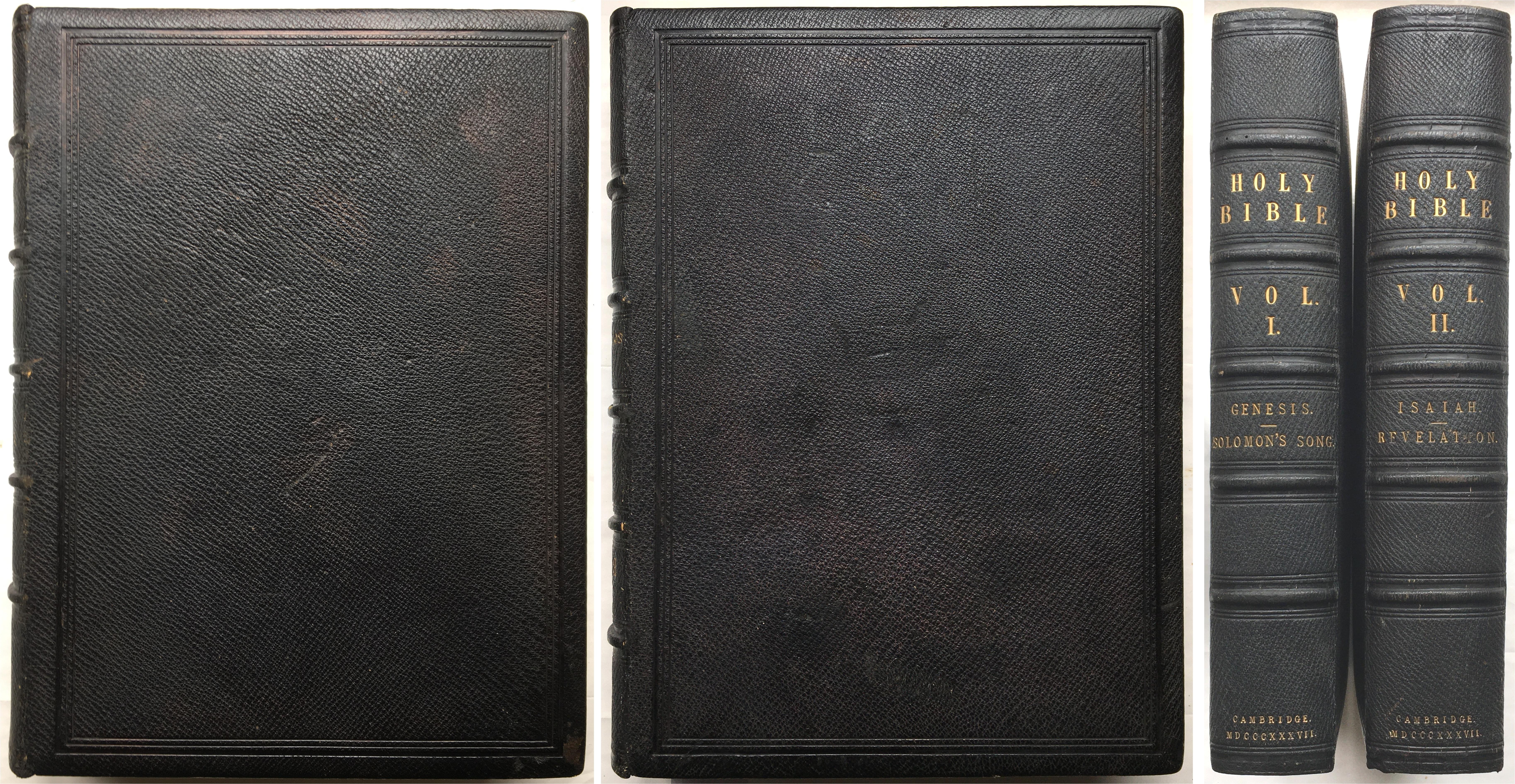 Holy Bible. Cambride University Syndics Lectern Presentation Copy to King William IV, 1837. 2 Vols LEATHER Authorised Version Presentation Leather Bi