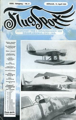 Jahresausgabe 1939 Zeitschrift Flugsport