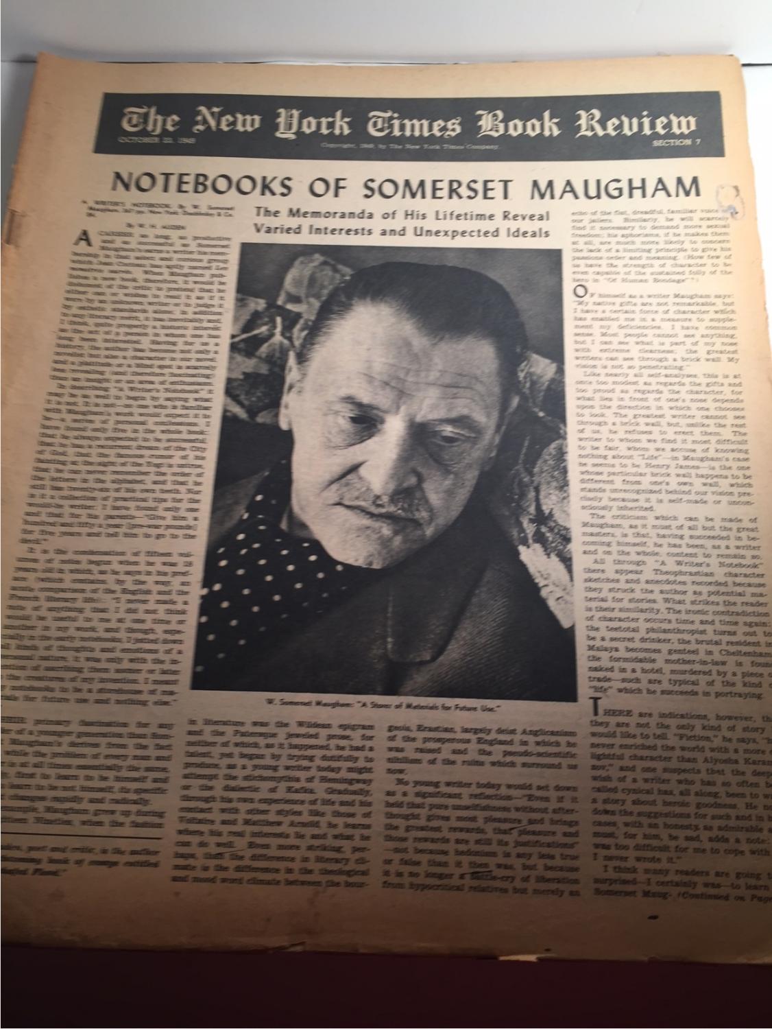 THE NEW YORK TIMES BOOK REVIEW (W. SOMERSET MAUGHAM) New York Times