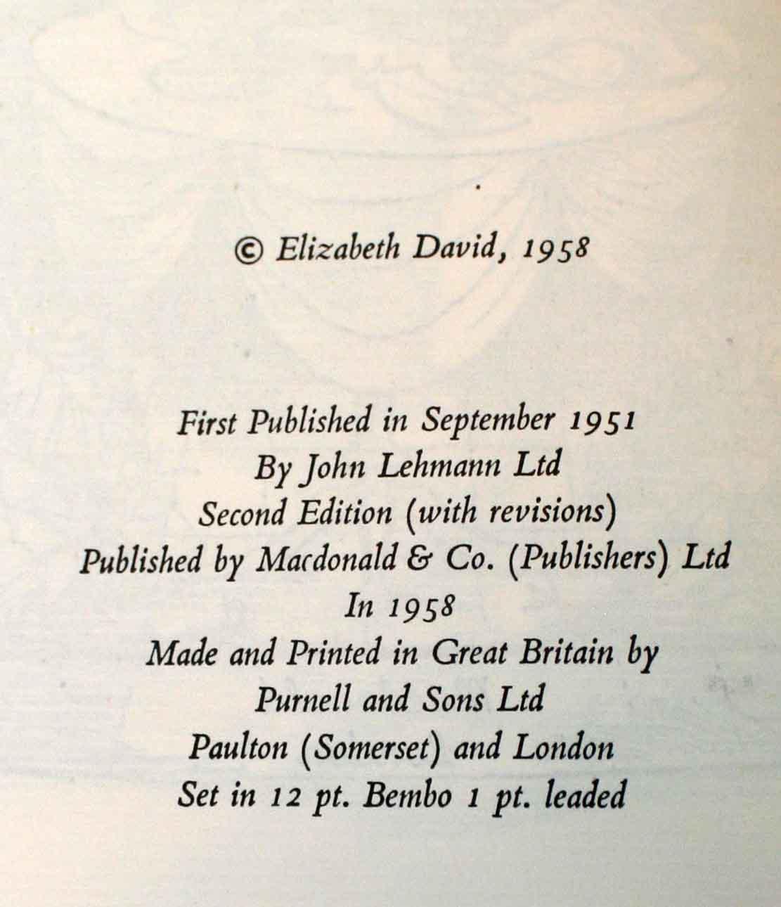 French Country Cooking by David, Elizabeth Near Fine Hardcover (1951