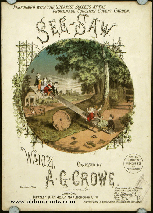 See Saw Waltz Composed By A G Crowe By Children S Games Music Sheet Cover 1870 Art Nbsp Nbsp Print Nbsp Nbsp Poster Old Imprints Abaa Ilab