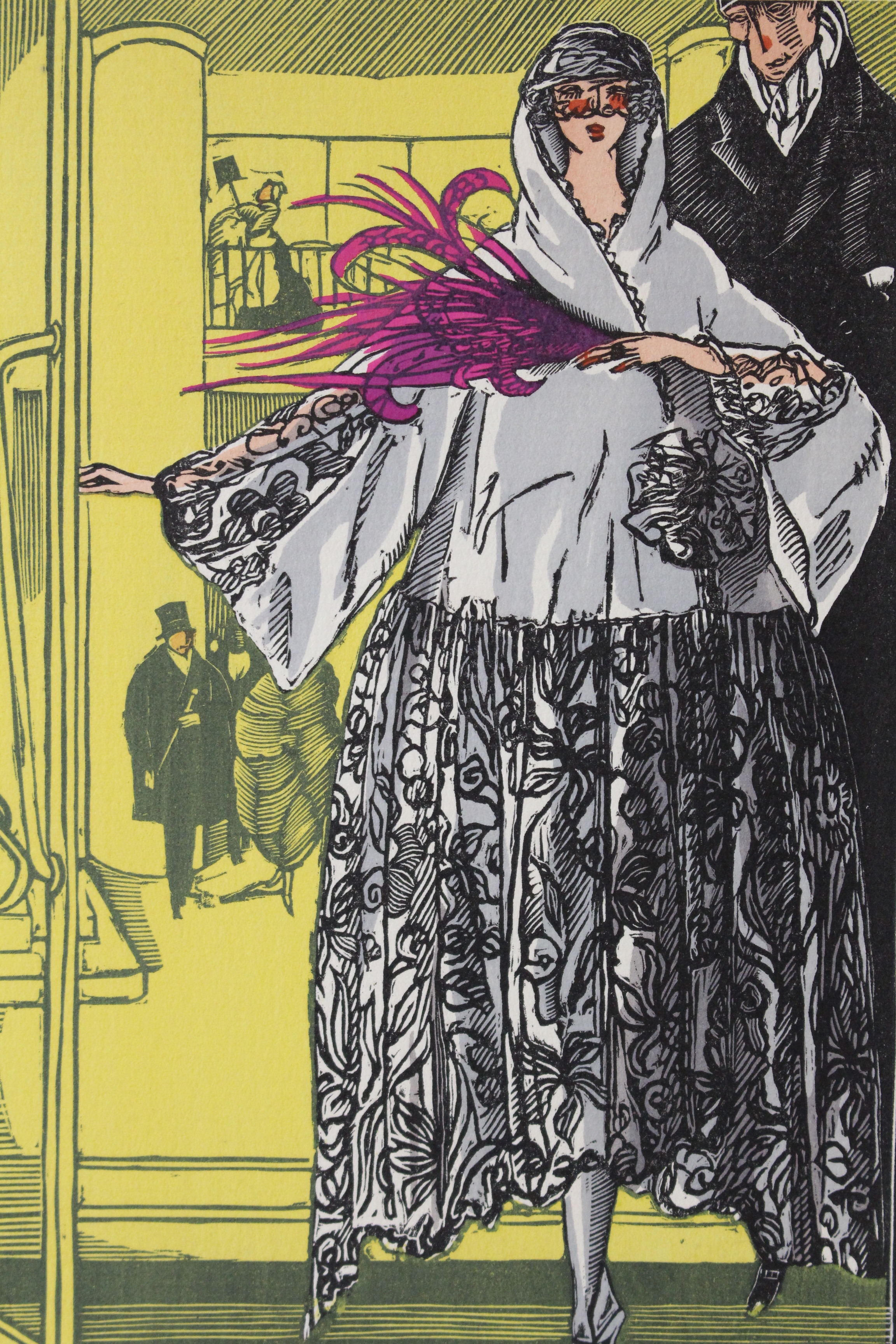 Au bal noir et blanc. Manteau du soir (pl.25, La Gazette du Bon ton, 1921 n°4) SIMEON Fernand [ ]