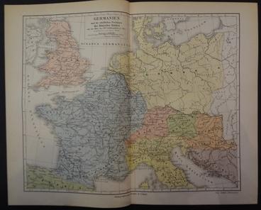 Römischen Reich nördlichen Provinzen d Alte Landkarte 1897: Germanien u.d M5 