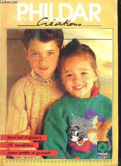 PHILDAR CREATION N°225 - SPECIAL ENFANTS 35 MODELES POUR PETITS ET GRANDS sommaire : Gilet, manteau, pull, robe, jupe, long pull, cardigan, blouson -