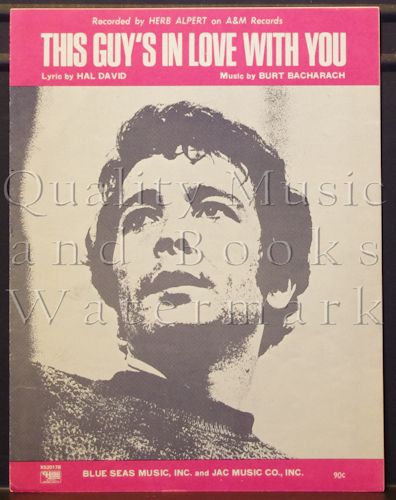 This Guy S In Love With You Sheet Music By David Hal Bacharach Burt Very Good Softcover 1968 Quality Music And Books