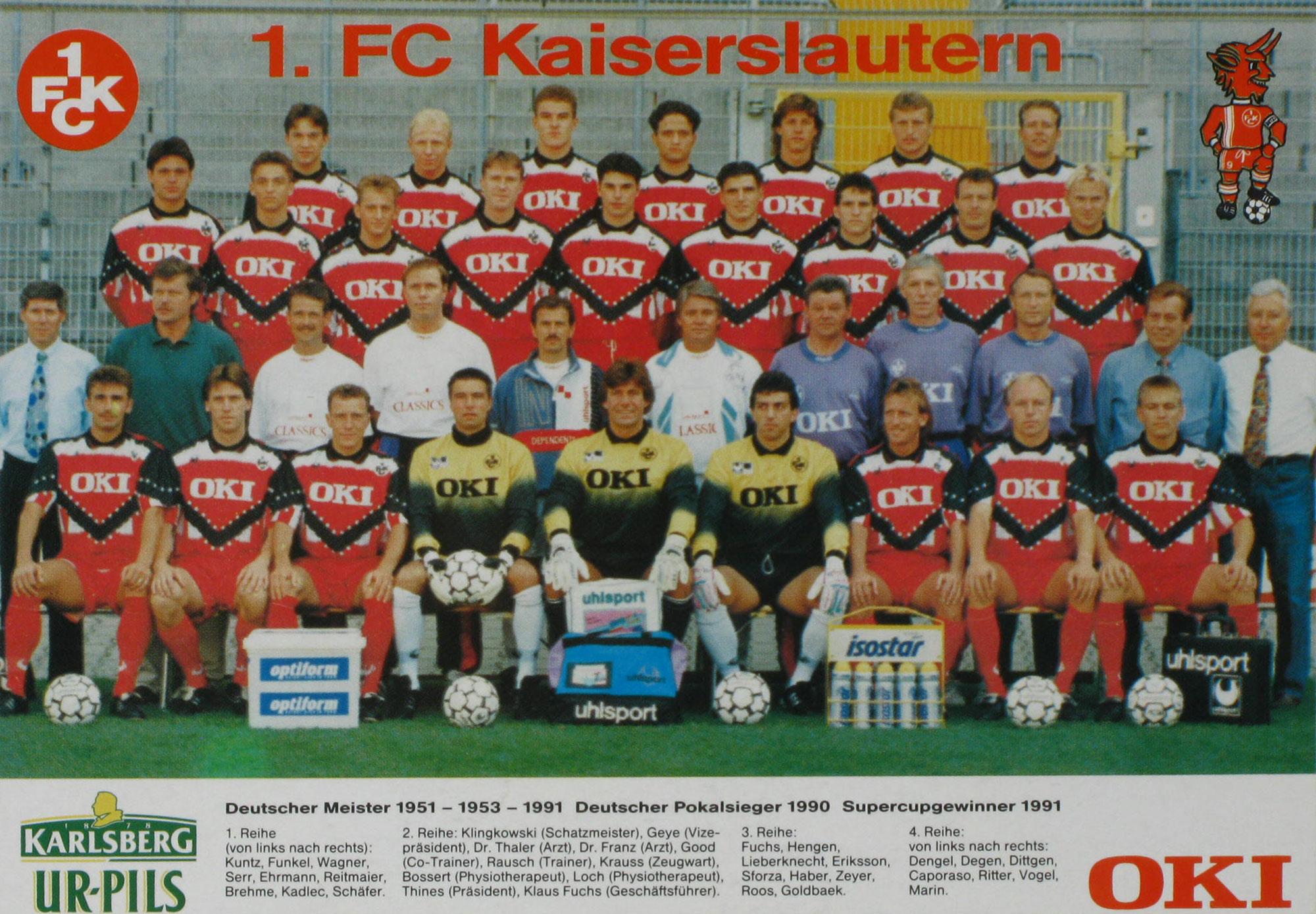 FC Kaiserslautern Programm Freundschaftsspiel 28.3.1991 Rot Weiß Erfurt 