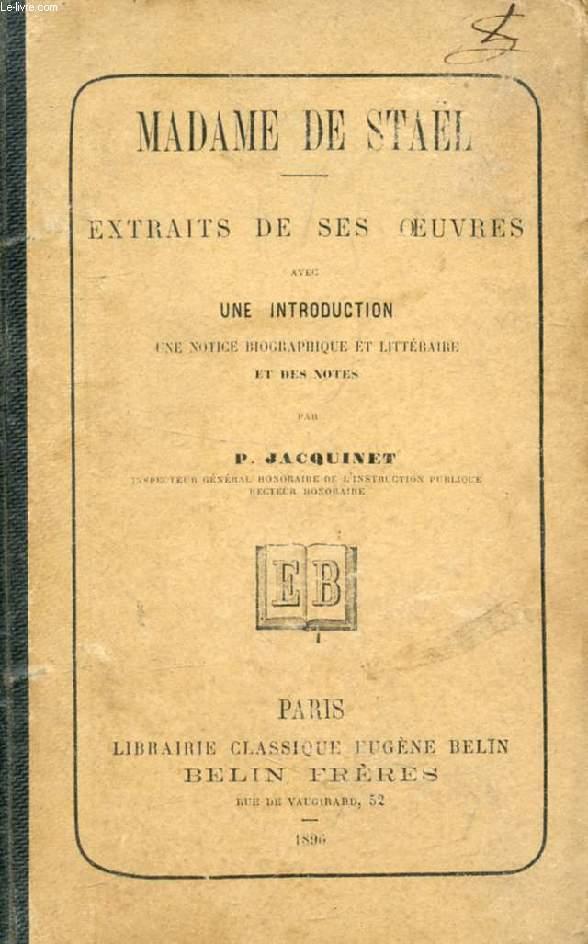 EXTRAITS DE SES OEUVRES - STAEL MADAME DE, Par P. JACQUINET