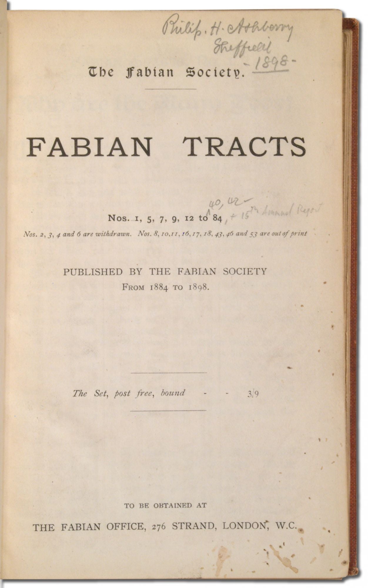Fabian Tracts. Nos. 1, 5, 7, 9, 12 to 86, nos. 2,3,4 and 6 Fabian Tracts. Nos. 1, 5, 7, 9, 12 to 86, nos. 2,3,4 and 6