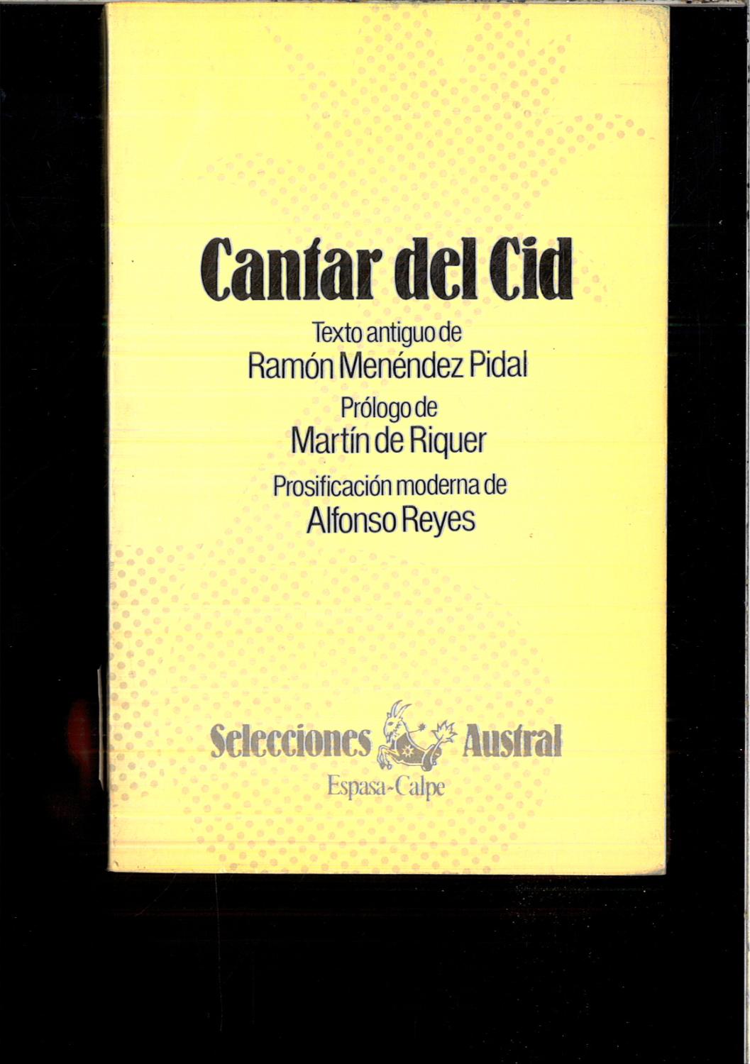 Cantar de cid: Cantar De Mio CID - Anonimo