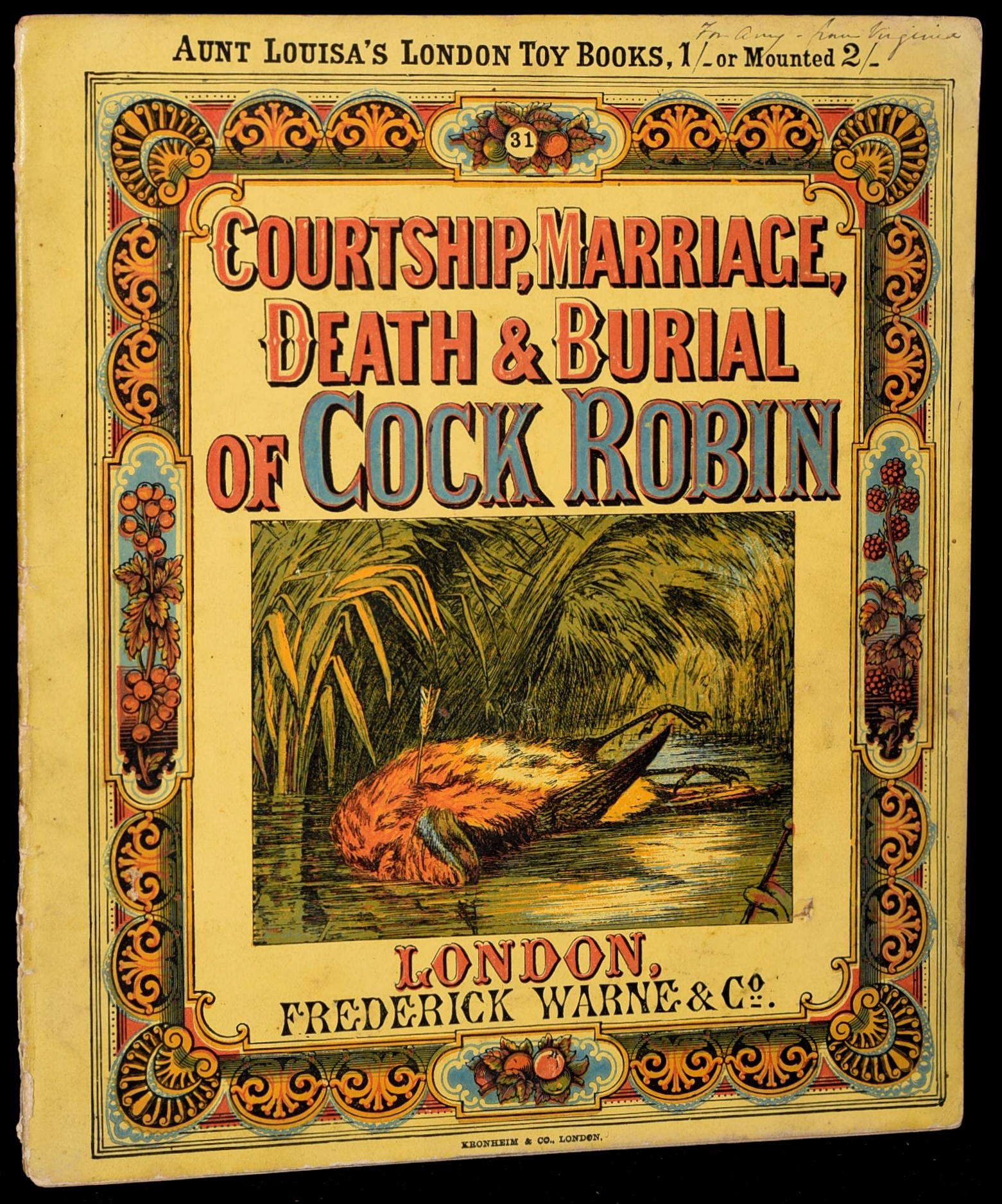 COURTSHIP, MARRIAGE, DEATH & BURIAL OF COCK ROBIN CHILDREN] Aunt Louisa's London Toy Books | Illustrations by Henry Stannard [ ] [Softcover]