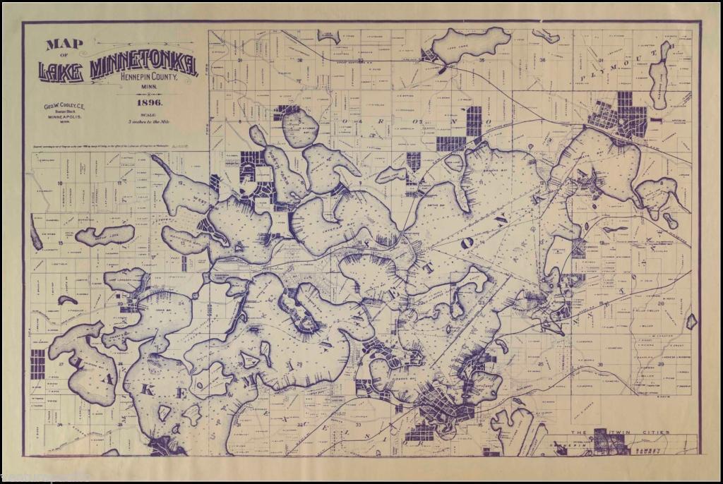 1906 U.S Army Map of Lake Minnetonka Minnesota Excelsior Wayzata 24"x36" 