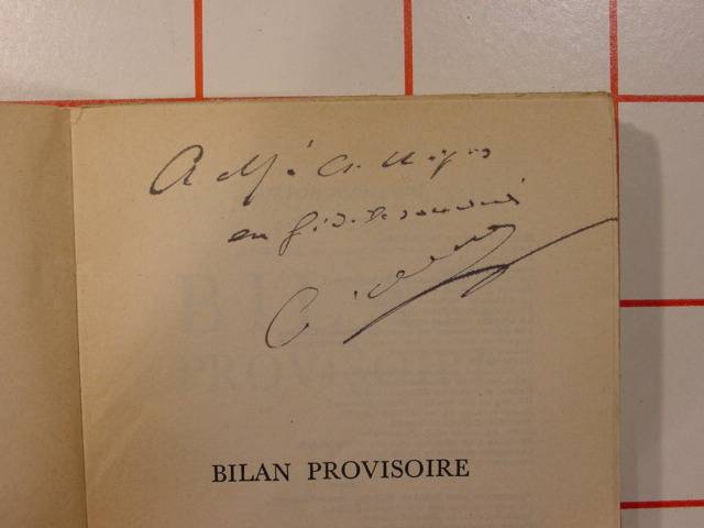 bilan provisoire. by ARNOUX ( Alexandre ): (1955) Signed by Author(s ...
