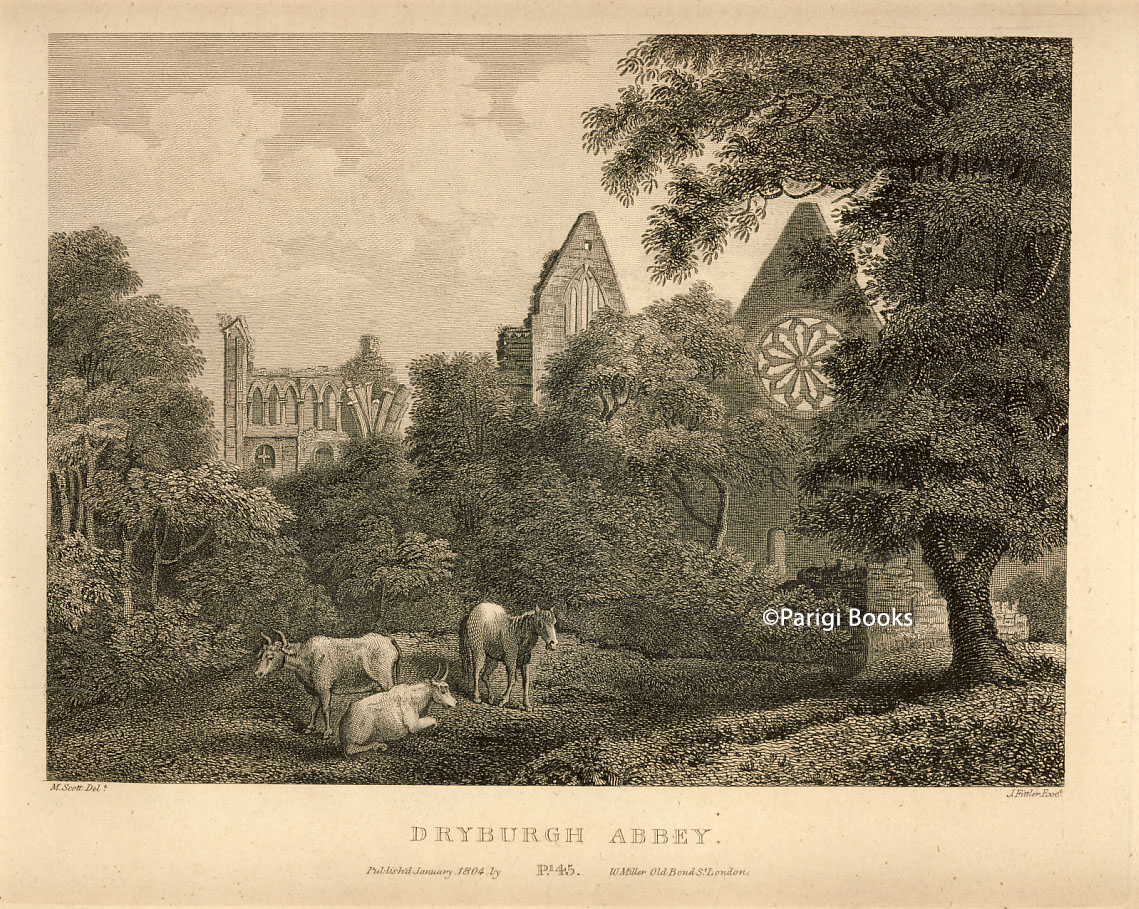 [First Edition] Dryburgh Abbey. Etching from a Drawing by John Claude Nattes Fittler, James