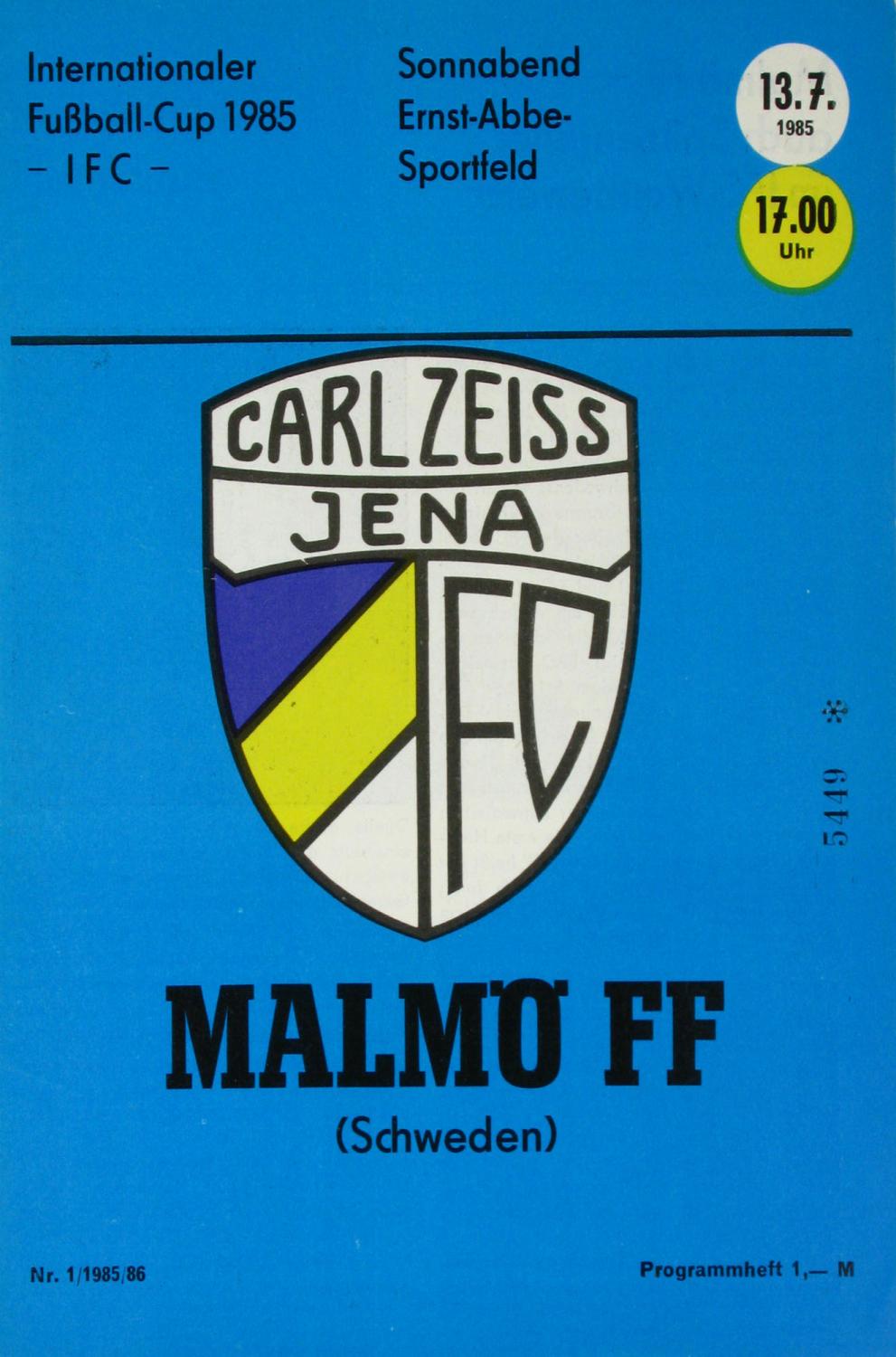 Malmö FF InterToto Cup IFC 13.07.1985 FC Carl Zeiss Jena 