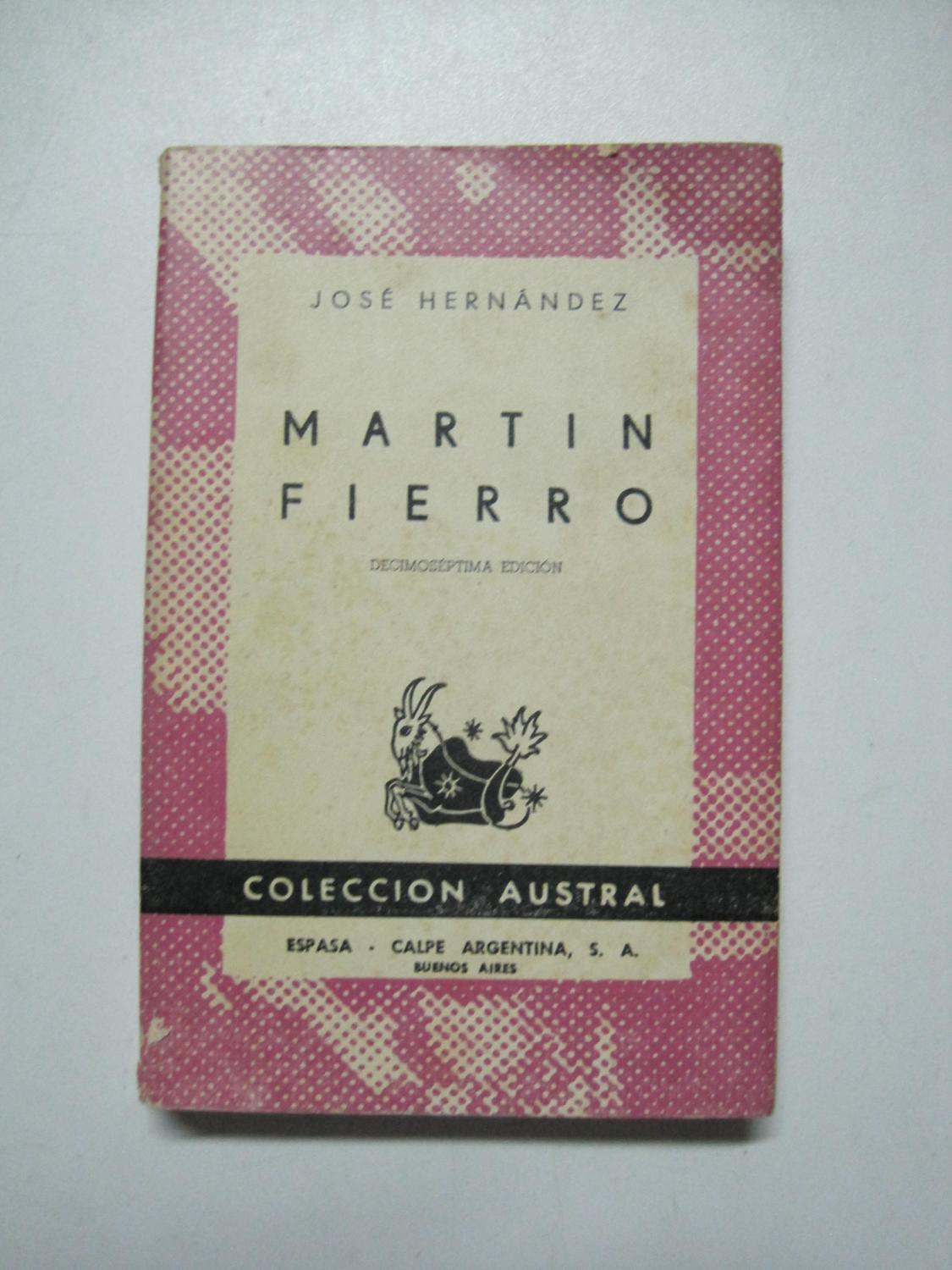 Martin Fierro by Jose Hernandez: Aceptable Encuadernación de tapa ...