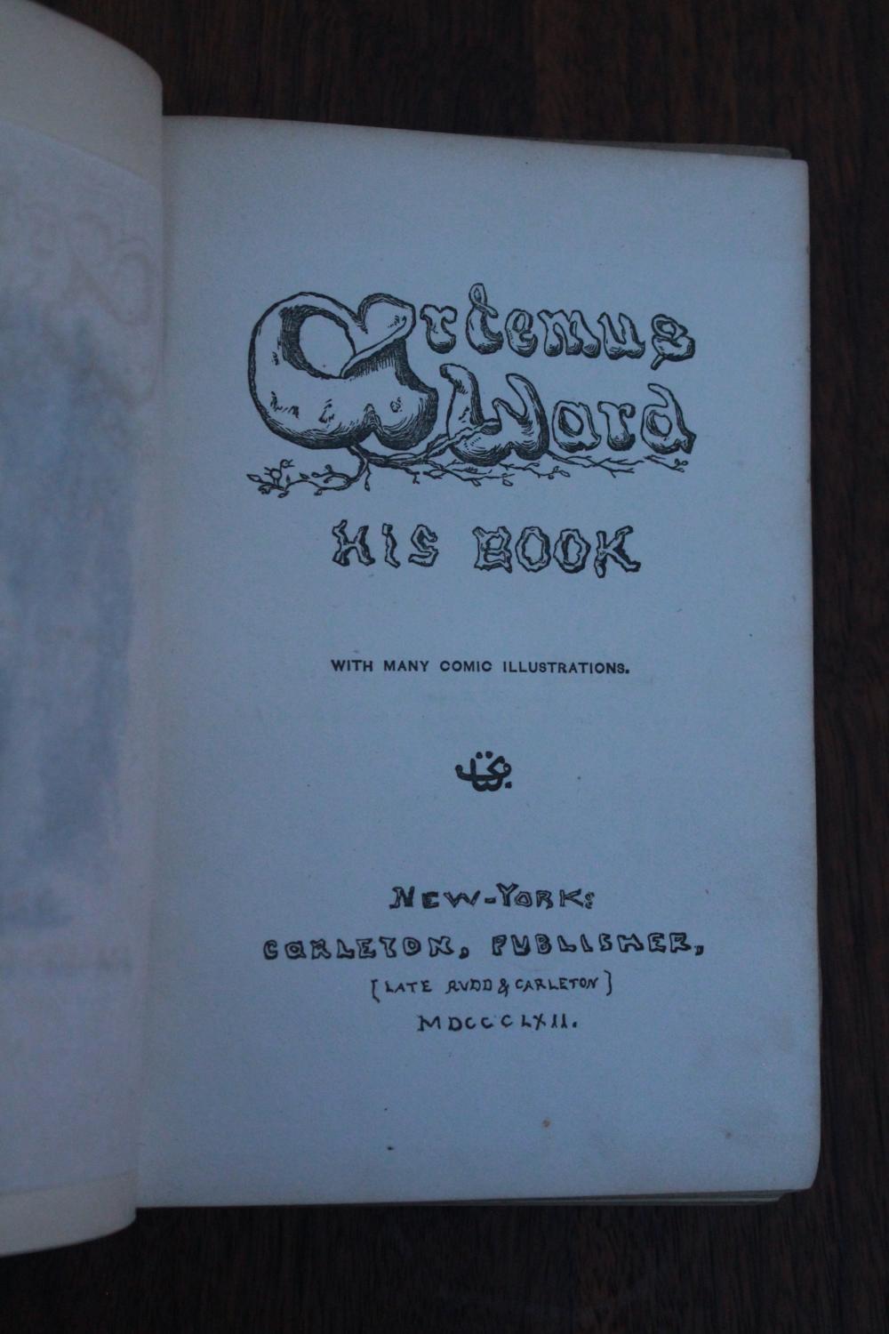 His Book by Artemus Ward: Very Good Hardcover (1862) 1st Edition