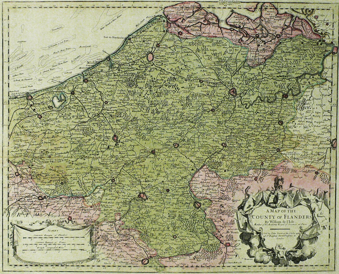 Belgien. Flandern. Delisle. A Map of the County of Flanders von