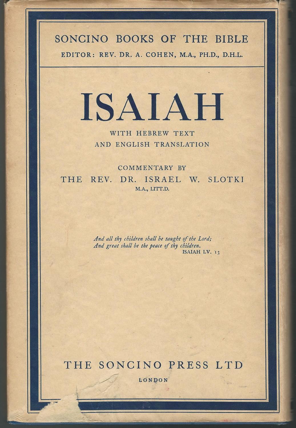 Isaiah with Hebrew Text and English Translation (The Soncino Books of