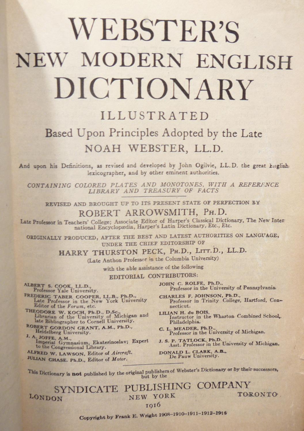 Free lifetime warranty Noah Webster Dictionary Of The 