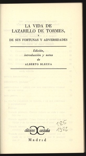 La vida de Lazarillo de Tormes, y de sus fortunas y adversidades. - Blecua, Alberto [ed.]