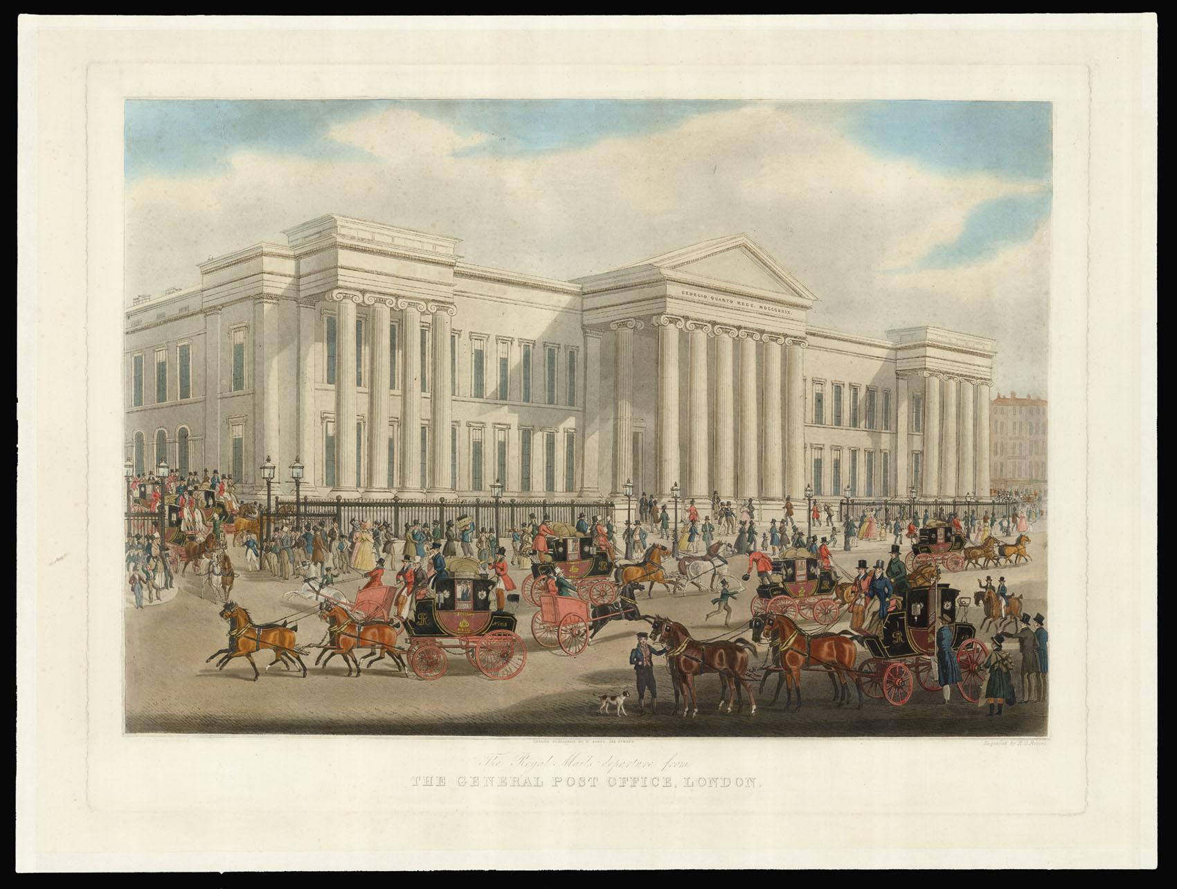 The Royal Mail's Departure from the General Post Office, London by REEVE,  Richard Gilson after POLLARD, James: (1830) Photograph | Daniel Crouch Rare  Books Ltd