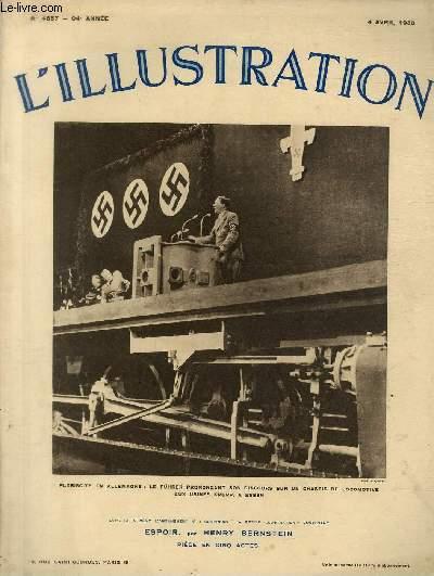 L'ILLUSTRATION JOURNAL UNIVERSEL N° 4857 - Plébiscite en Allemagne: le Fürher prononçant son discours sur un chassis de locomotive aux usines Krupp,