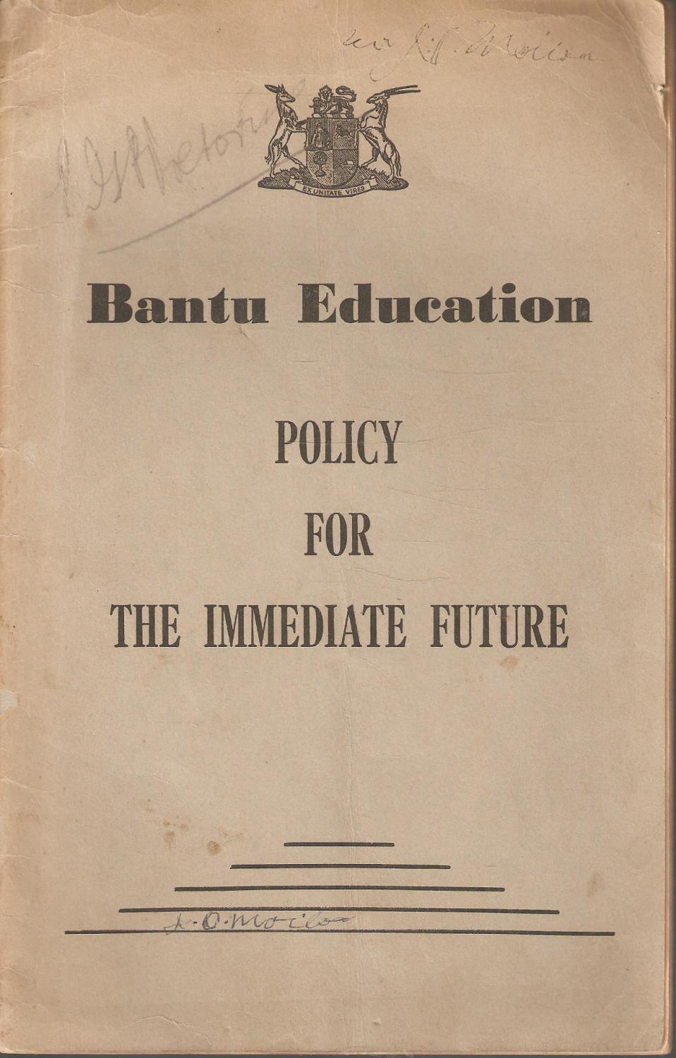 write a report on the bantu education