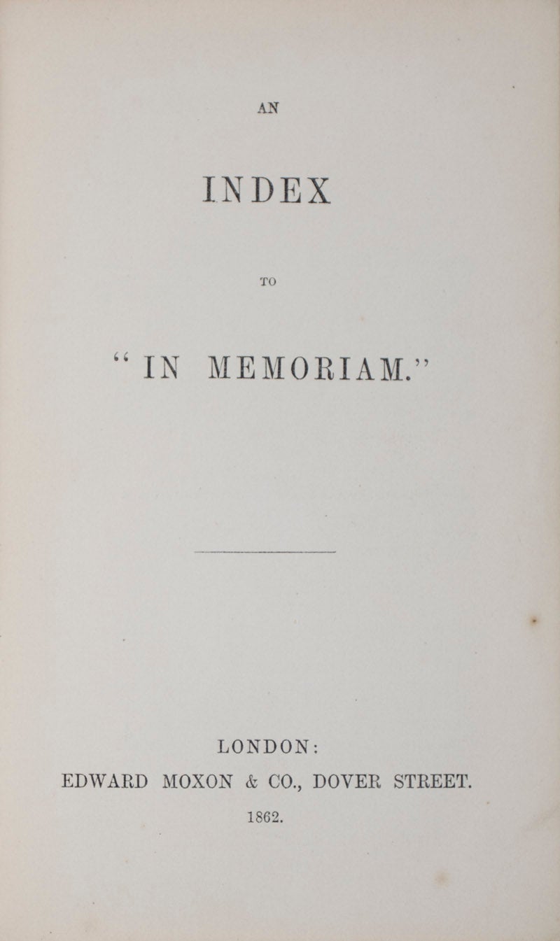 An Index to In Memoriam