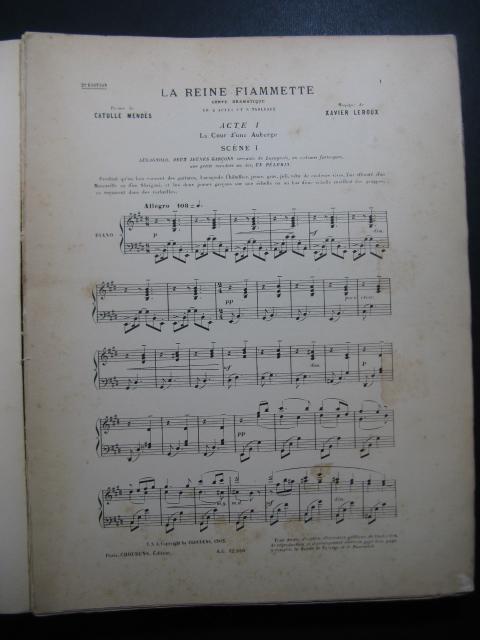 LEROUX Xavier La Reine Fiammette Opera Chant Piano 1903 by LEROUX ...