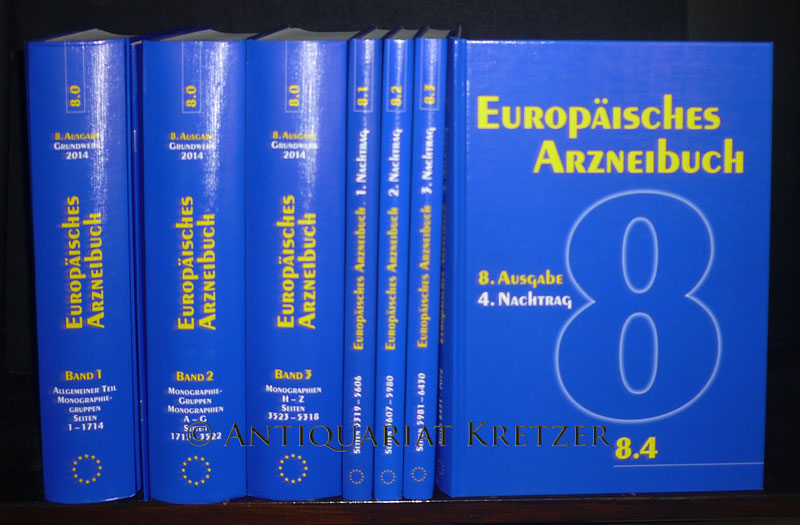 Europäisches Arzneibuch. 8. Ausgabe: Grundwerk 2014 (Ph. Eur. 8.0) mit Register + 1. bis 4. Nachtrag (Ph. Eur. 8.1 bis 8.4).