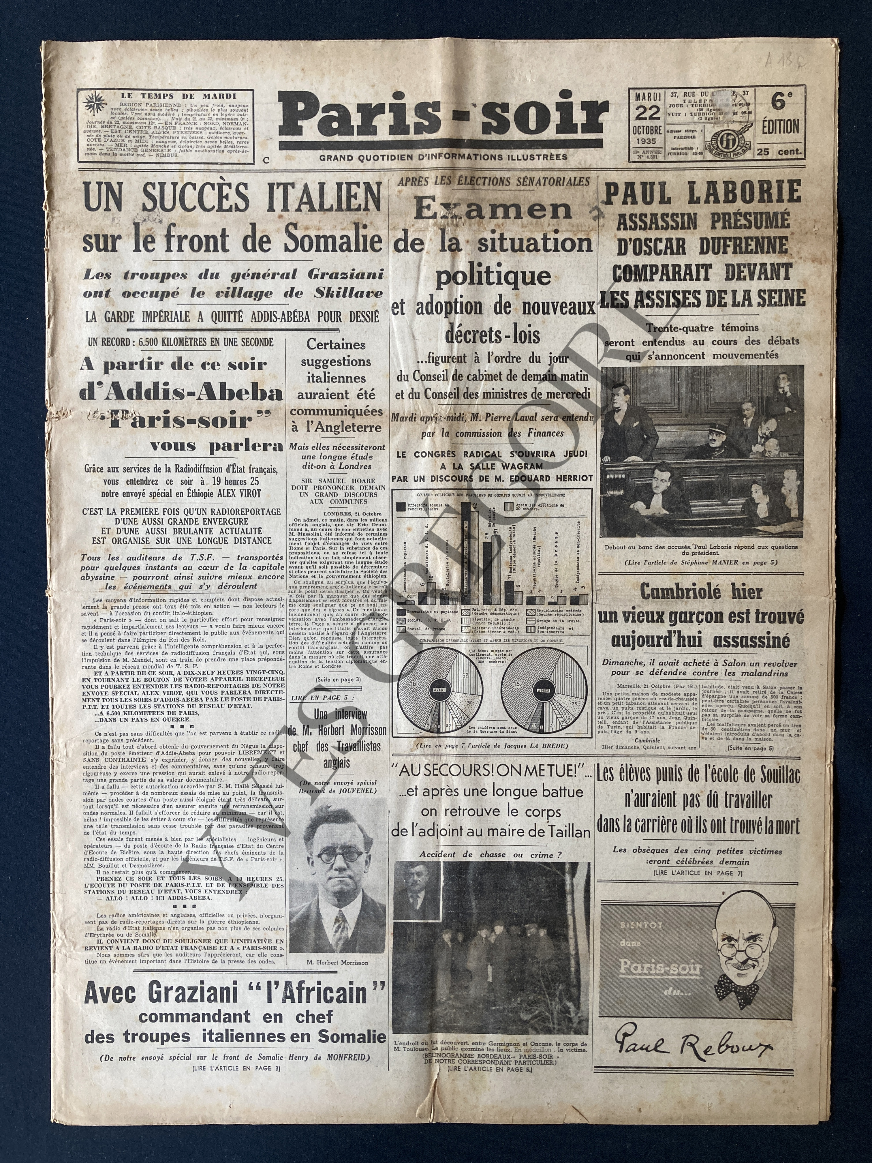 PARIS-SOIR-N°4501-MARDI 22 OCTOBRE 1935 [Bon] [Couverture souple]