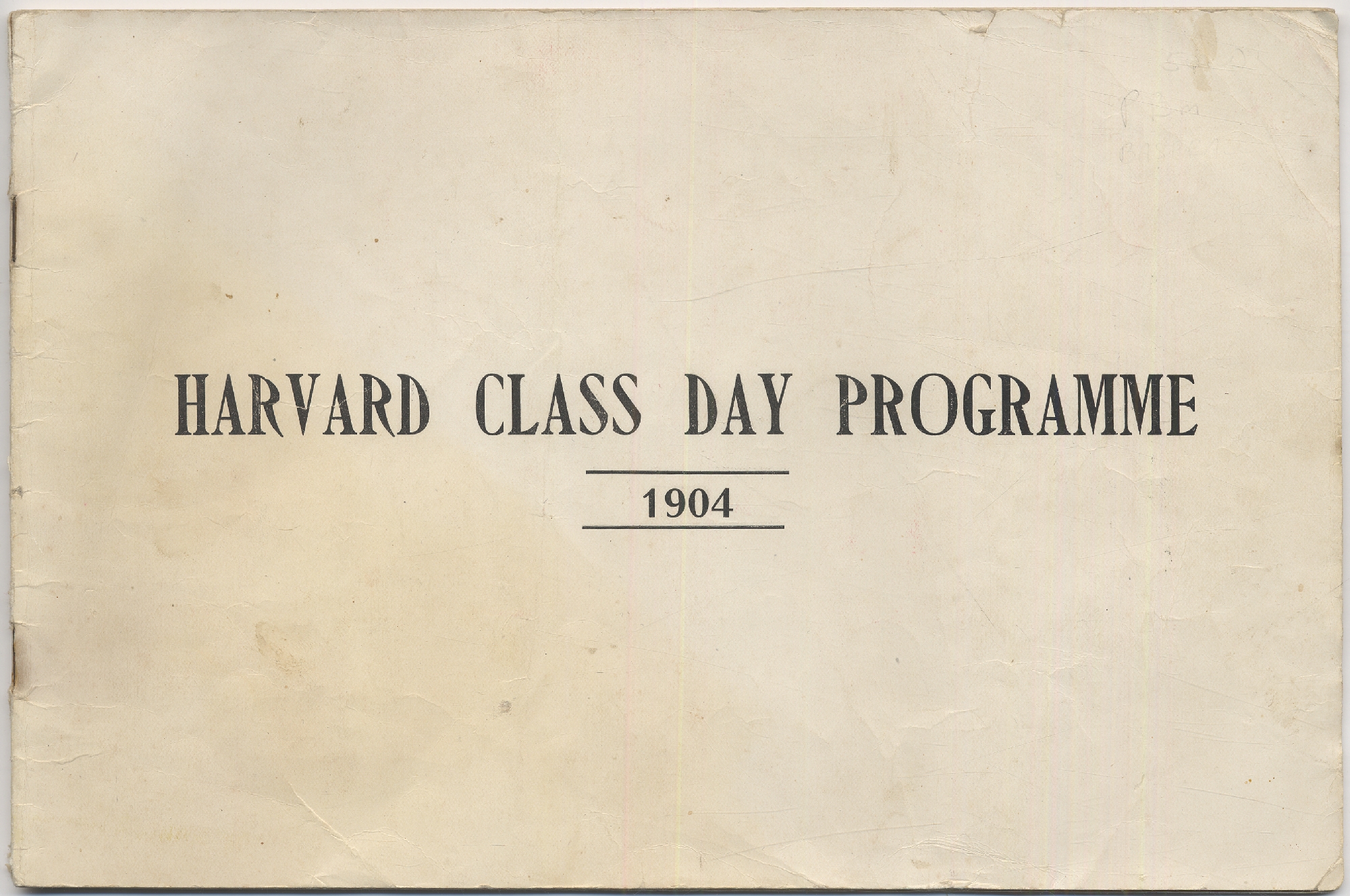 Harvard Class Day Programme and Baseball Score Card for the Harvard