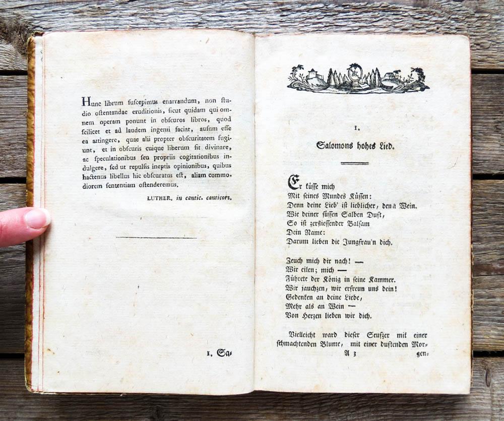 Lieder Der Liebe Die Altesten Und Schonsten Aus Morgenlande Nebst Vier Und Vierzig Alten Minneliedern By Hoheslied Salomos Canticum Canticorum Herder Johann Gottfried Von 1781 Antiquariat Thomas Rezek